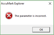 accumark explorer erro the parameter is incorrect