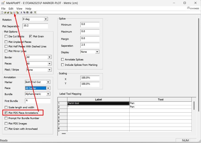 Kích hoạt tính năng Plot PDS Piece Annotations để in ghi chú