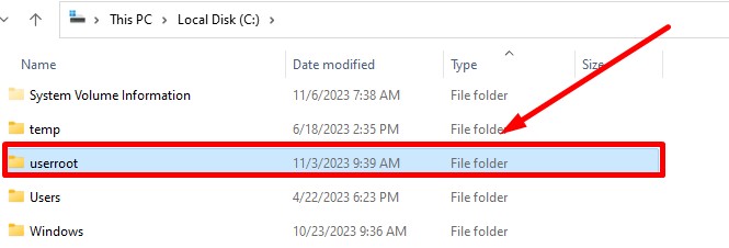 Lỗi do việc xoá lộn file chứa rập userroot.