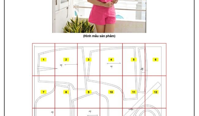 Hình ảnh bản rập thiết kế chuyên nghiệp set croptop và quần short tặng rập cho học viên may vá