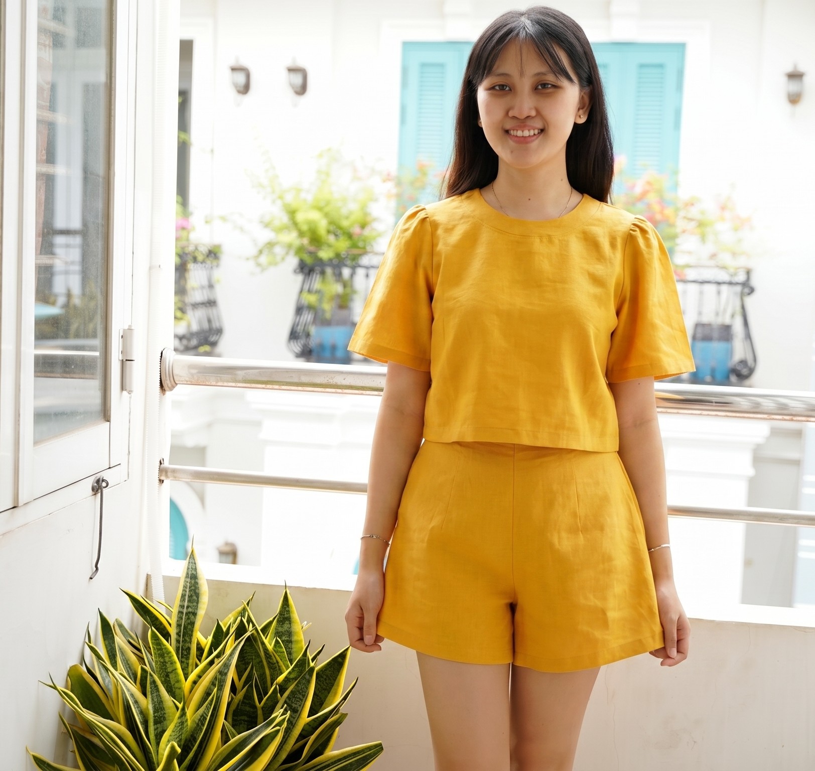 Mẫu set bộ croptop tay bồng quần short chuẩn form kèm link tặng rập free cho học viên may vá